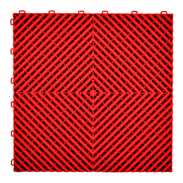 Heavy-Duty Classic Grid Garage Floor Tiles – Racing Red (20 pcs)
